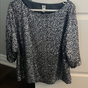 GAP Women's Sparkling Navy Sequin Blouse